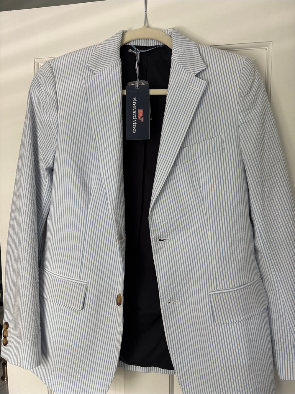 Vineyard Vines Light Blue & White Seersucker Blazer